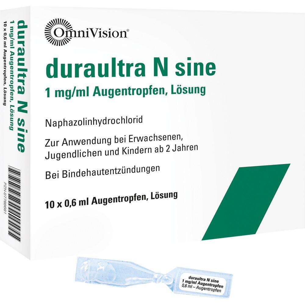 Verpackung von Augentropfen zur Behandlung von Bindehautentzündungen.