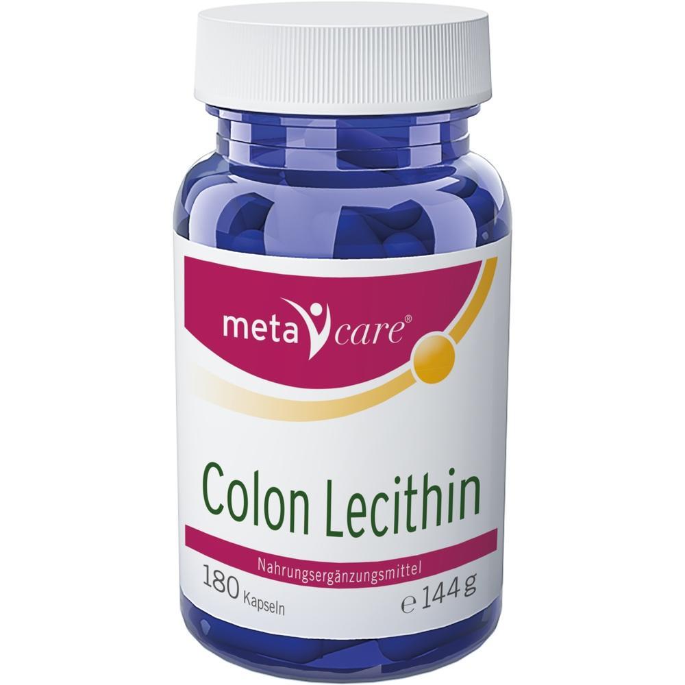 Eine blaue Dose mit Kapseln, darauf steht "Colon Lecithin".